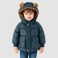 thumbnail image 2 of Staki Baby Toddler Boys Winter Coat Puffer Jacket Thicken Warm Fleece Outerwear with Hood Pocket for Kid Jackets for Toddler 1Y,2T,3T,4T,5T,6Y(Blue,3-4 Years), 2 of 7