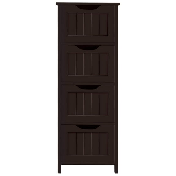 Bathroom Floor Cabinet with Drawers, Espresso - Free Standing Storage Organizer, Entryway Cabinet, 4 Drawers, 12" Wide