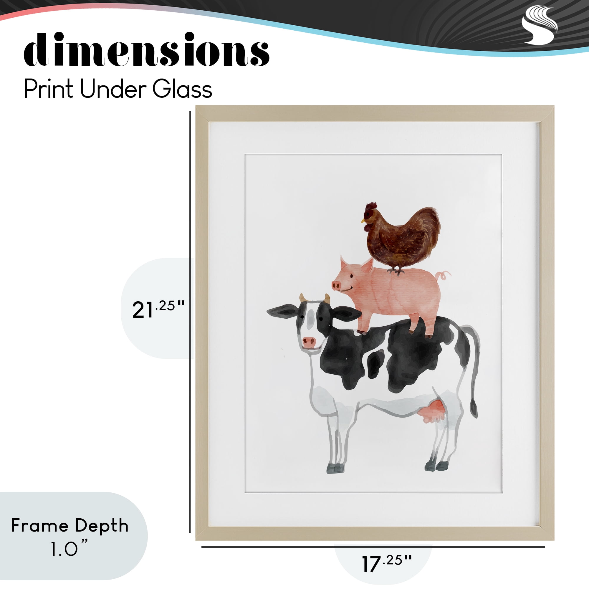 Stupell Industries Farm Animal Stack Whimsy Birch Framed Print Under Glass, design by Kim Allen