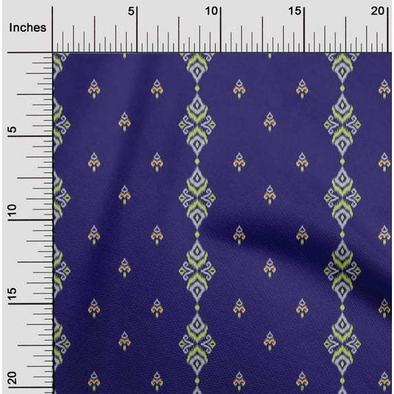 oneOone Organic Cotton Poplin Twill Fabric Stripe & Swirl Ikat Printed Craft Fabric BTY 42 Inch Wide
