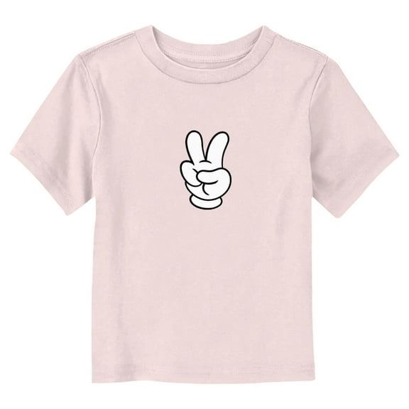 Toddler's Mickey & Friends Peace Mouse Hand  Graphic Tee Light Pink 4T