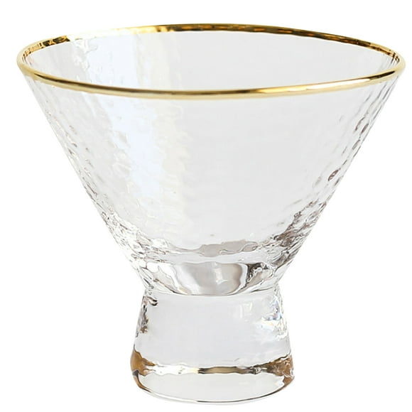 1Pc Ice Cream Cup Juice Salad Mousse Cup Milkshake Breakfast Cup Hammer Mesh Crystal Glass Cup for Drink Golden