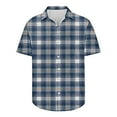 thumbnail image 4 of Mens Short Sleeve Button Down Shirts 2025 Summer Plaid Print Lapel Beach Shirts for Men Fashion Lightweight Casual Work Shirts, 4 of 5