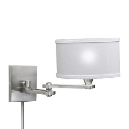 aztec lighting transitional chrome steel linen 1 light swing arm pin