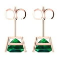 thumbnail image 4 of 3.0 Ct Princess Cut Studs Green Emerald 14K Rose Solid Solid Gold Everyday Dainty Earrings Push Back, 4 of 7