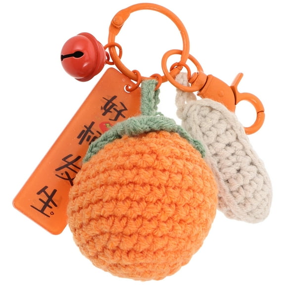 Masteelf Charming Crochet Keychain Pendant Adorable Peanut And Persimmon Ornament Pendant Key Haning Adornment Bag Hanging Decor