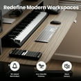 thumbnail image 3 of COLAMY LumiDesk 55" Electric Standing Desk, Dual Motor Whole-Piece Adjustable Sit Stand Desk with Drawer & Outlets, Ergonomic Home Office Computer Desk (Veneer Desktop, Walnut + Black), 3 of 16