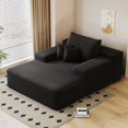thumbnail image 5 of Modern Minimalist Plush Corduroy 3-Seater Sofa Bed 220cm for Movie Room, No Assembly Required, 5 of 10