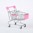 thumbnail image 2 of Mini carrito de compras Carrito de supermercado Carrito de compras Modo de carrito de utilidad Almacenamiento Juguete Accesorio de escritorio y decoración (Acero inoxidable rosa), 2 of 5