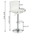 thumbnail image 3 of Costway Set of 2 Adjustable Bar Stools PU Leather Swivel Counter Pub Chair White, 3 of 10