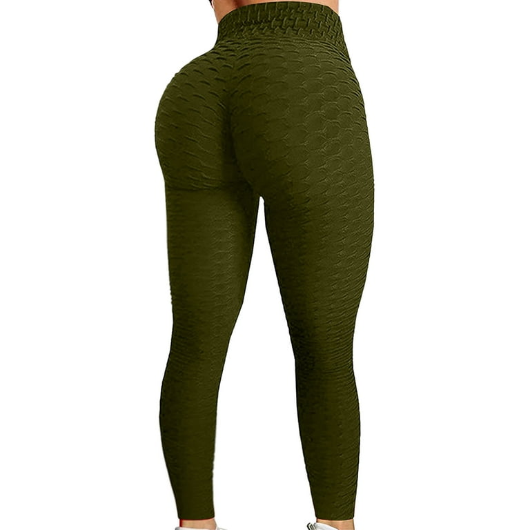 YWDJ Compression Leggings for Women Bubble Hip Lifting Exercise Fitness  Running High Waist Yoga PantsArmy GreenL 
