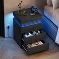 thumbnail image 4 of GALAXHERO Nightstand with Charging Station, LED Lights, Side Table with Sliding Top, 3 Drawers Bedside Table with Hidden Space, Modern End Table for Bedroom, Living Room, Black, 4 of 8