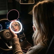Fancii Taylor LED Lighted Travel Makeup Mirror, Rechargeable, 10x/1x Magnifying & 3 Light Settings - Compact, Portable, Large 5-inch Wide, for Handbag and Purses (Rose Gold)