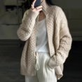 thumbnail image 2 of Suéter grueso de otoño e invierno para mujer, cárdigan corto de punto con cuello alto holgado y estilo perezoso, 2 of 5