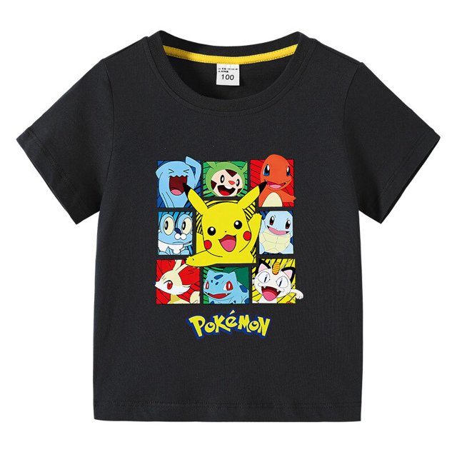 Camisetas de Pokémon para niños y niñas, ropa de manga corta con estampado de dibujos animados de Pikachu, moda de verano qym unisex