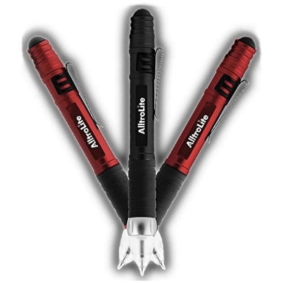 AlltroLite LED Stylus Pen Light Night Writer - Red- For Touchscreen Devices, Tablets, iPads, iPhones, Multi-Function Capacitive Pen With LED Flashlight, Ballpoint Ink Pen, 3-In-1 Pen