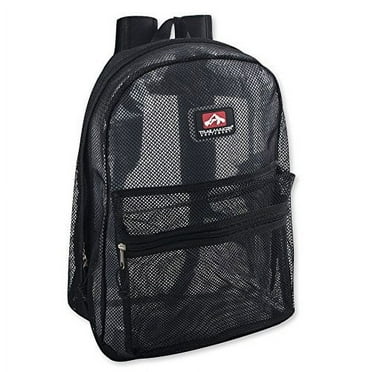 Transparent Mesh Backpacks for School Kids, Beach, Travel - Mesh See Through Backpack with Padded Straps, Gray
