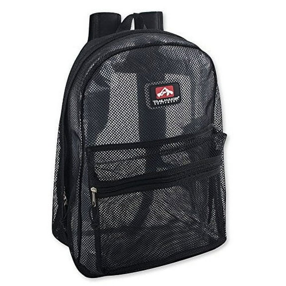 Solid Color Transparent See Through Mesh Stadium Approved Backpack for Travel and Commuting in Black