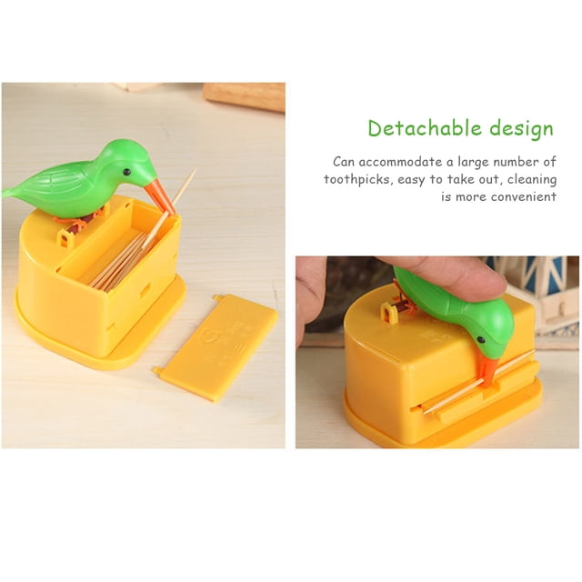 Lindo dispensador de palillos de dientes con forma de pájaro, regalo de broma, estuche para palillos de dientes limpiador