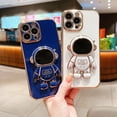thumbnail image 3 of Compatible with iPhone 15 Pro Max Case 6D Plating Astronaut Hidden Stand Case for Women, Astronaut Folding Bracket Kickstand Soft TPU Shockproof Bumper Case for 15 Pro Max 6.7", Navy Blue, 3 of 12