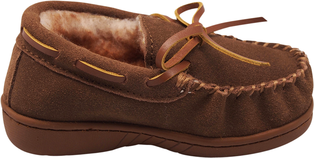 NORTY Toddler Boys Girls Unisex Suede Leather Moccasin Slippers Chestnut Brown - image 2 of 4
