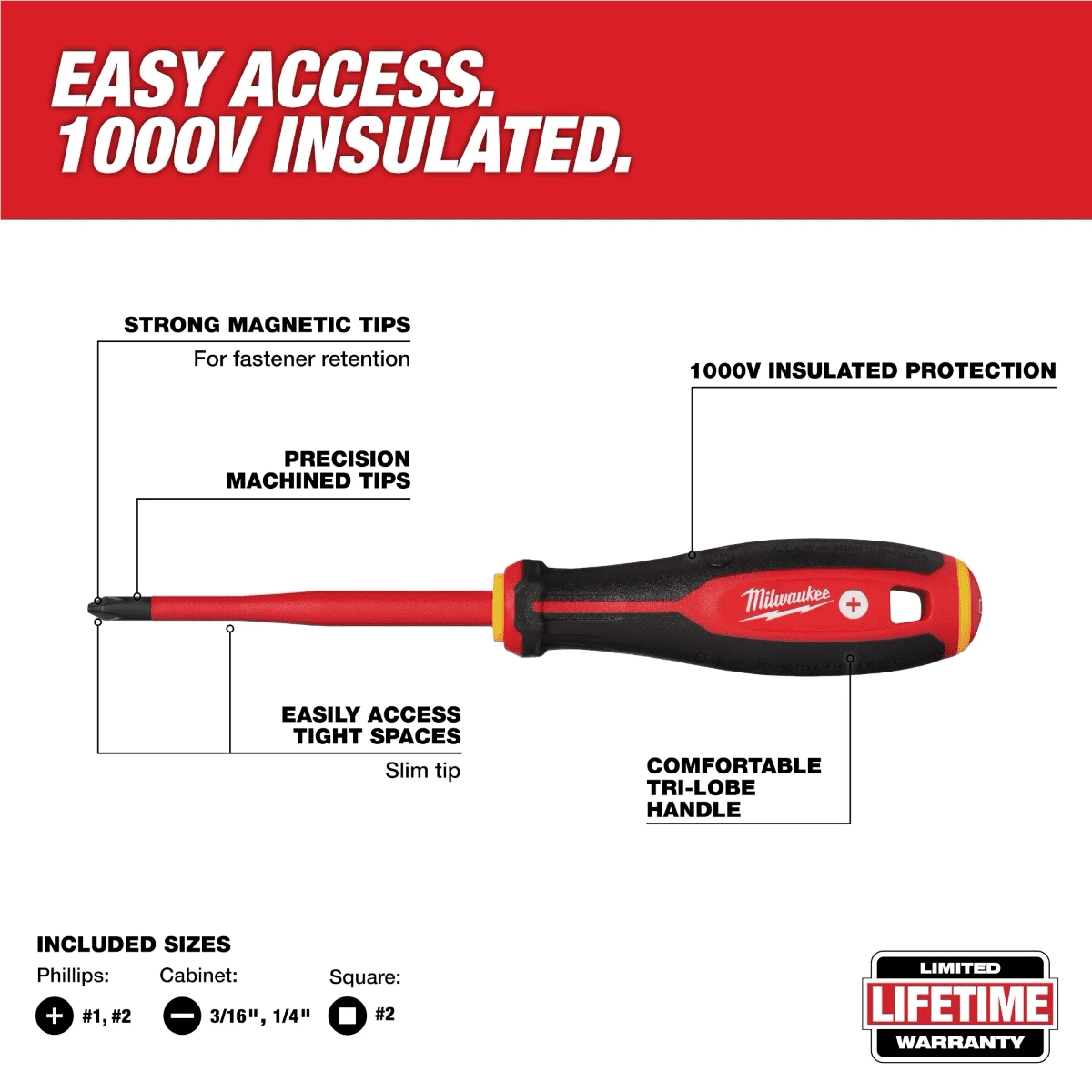Milwaukee Tool 6pc 1000V Insulated Slim Tip Screwdriver Set