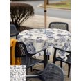 thumbnail image 5 of Outdoor Tablecloth with Umbrella Hole for Patio/Picnic/Party/Camping, Farmhouse Country Waterproof Table Cloth Square Cover Washable, Vintage Blue French Garden Horse Swan (60"x 60"), 5 of 8