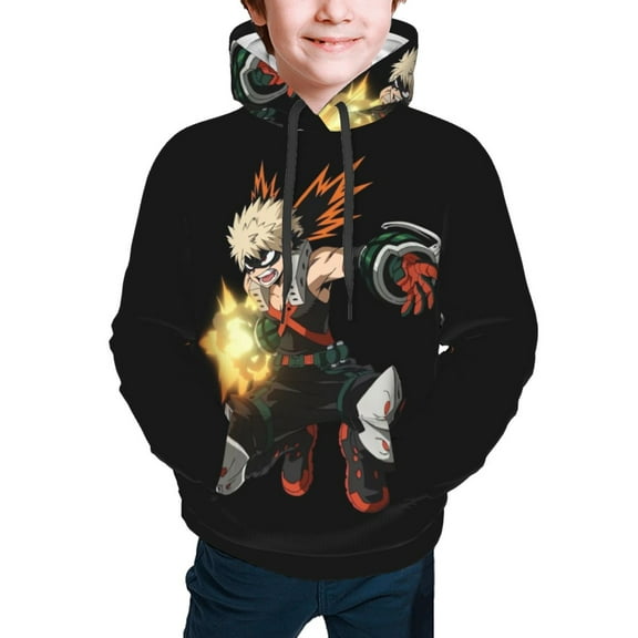 My Hero Academia Bakugo Katsuki Kids' Hoodie 3d Print Sweatshirt Soft Pullover Hooded With Big Pockets For Boys Or Girls Small