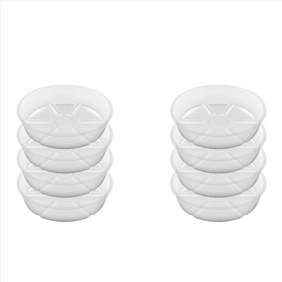 Lot de 8 Soucoupes Transparentes pour Plantes 10 Pouces Soucoupes en Plastique Plus Épaisses Plateau pour Plantes Pot de Fleurs pour Intérieur Extérieur Jardin