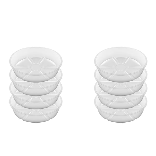 Paquete de 8 Platillos Transparentes para Plantas, Platillos de Plástico para Plantas de 10 Pulgadas, Bandeja para Plantas Más Gruesa, Maceta para Jardín Interior y Exterior