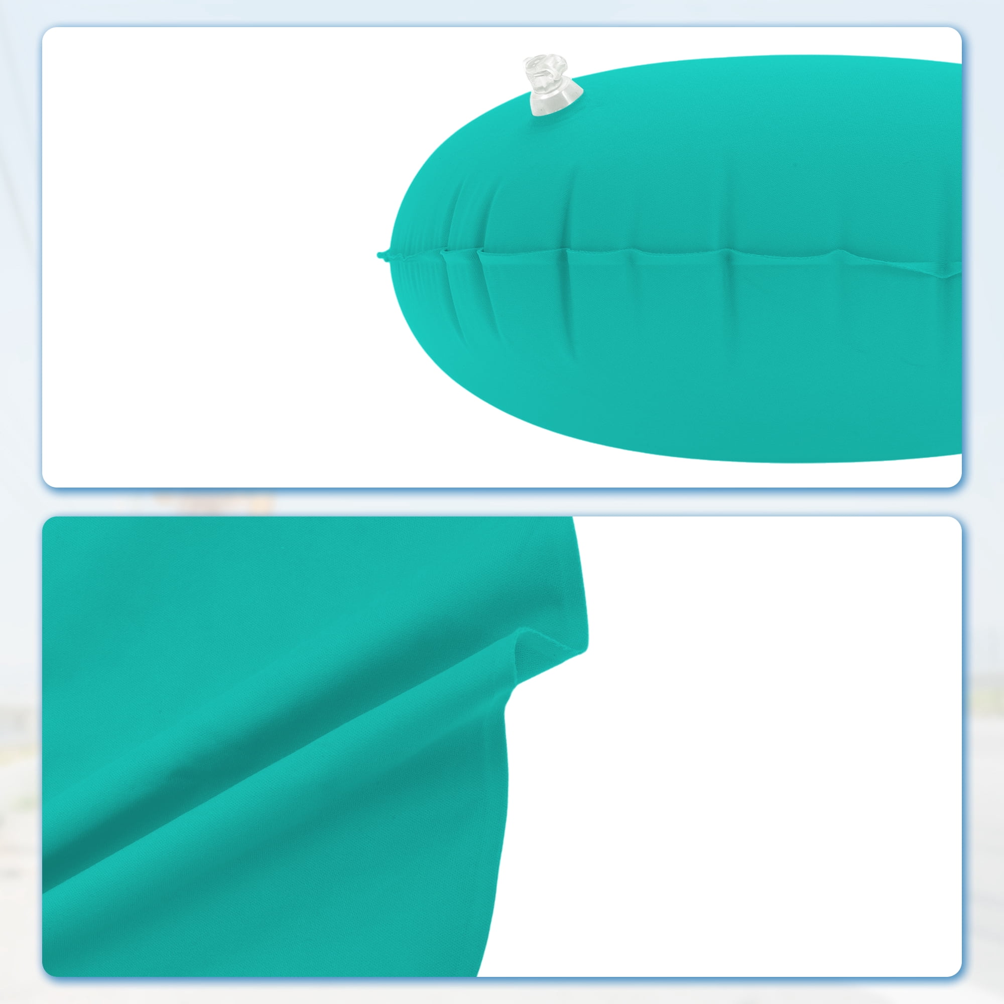 Unique Bargains Travel Pillow Press to Inflate Neck Pillow Peacock Green 15.75"x11.02"