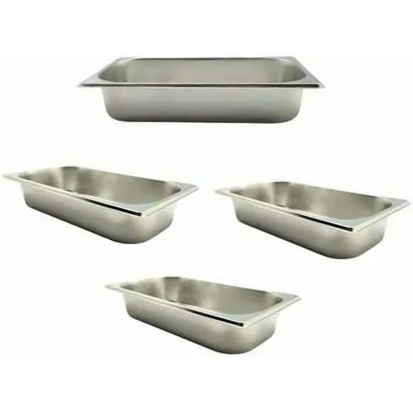 Paquete De 4 Bandejas Insertos De 1/3, 7 De Alto De Acero Inoxidable APL55