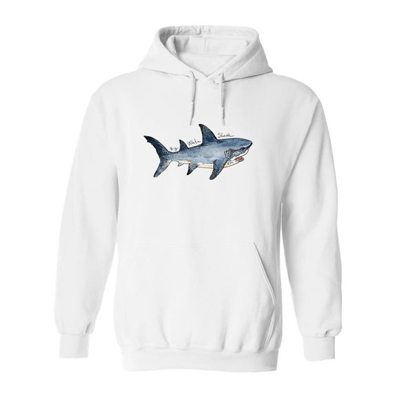 White Shark Watercolor Hoodie Men -Image by Shutterstock, Male Medium