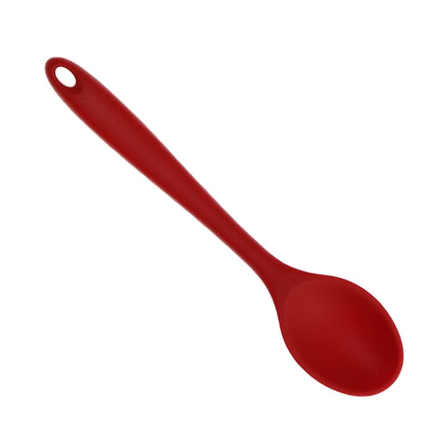 simhoa Dinner Table Soup Spoon Silicone Tablespoon Long Handle Ladle 20.5x4.5cm Red Red01
