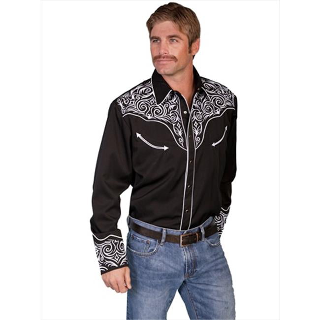 Scully Leather - Scully P-815-BLK-L Mens Western Shirt - Black, Large ...