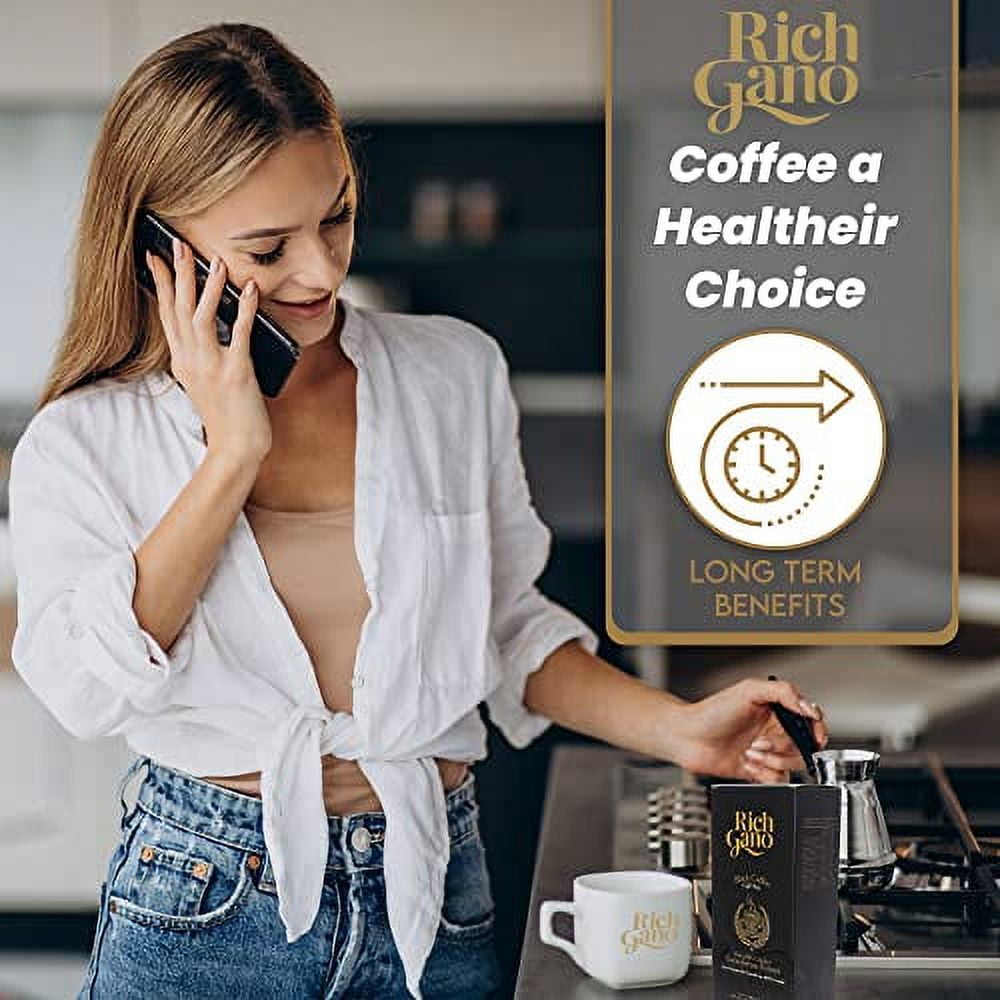 Mushroom Coffee – 30 Sachets Black Coffee With Ganoderma Extract – All Natural Vegan Friendly Coffee Packets – Zero Jitters Immune Support Ganoderma Coffee