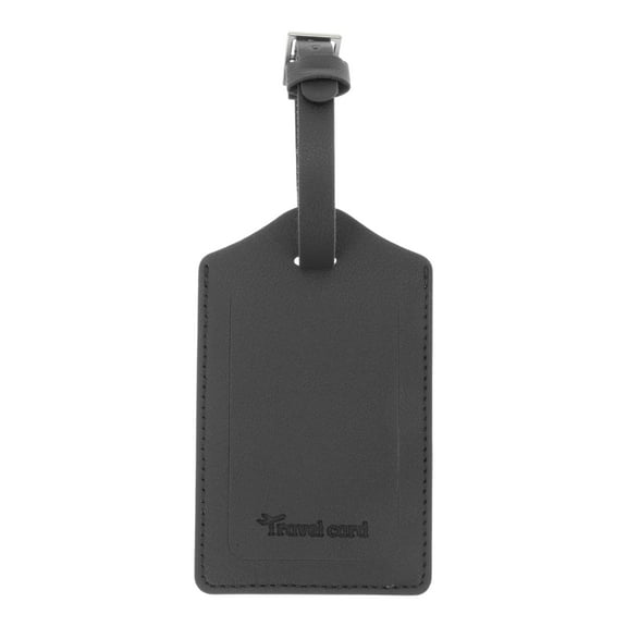 Unique Bargains 1 Pc Solid Color Luggage Tag for Travel PU Black