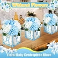thumbnail image 4 of 6 Pcs Baby Shower Centerpieces for Table Baby Shower Flower Boxes Gender Reveal Party Favor Block Holder Rustic Table Display with Letters for Boy Neutra(Blue,Blue Floral), 4 of 7