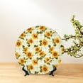 thumbnail image 6 of Balery Light Green Plaid Sunflower Print Bone China Decorative Plate Ceramic Dinner Plates Art Crafts with Display Stand-6in, 6 of 6