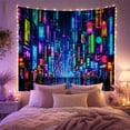 thumbnail image 2 of Neon City Crowds Along a Layered Sign-Lit Street, Moody Digital Art for Gamers, Urban Night Decor, Housewarming Gift, Tapestry Wall Hanging for Gaming Room and Studio, 2 of 6