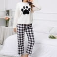 thumbnail image 2 of Xmyrz Womens Pajama Sets Cat Paw Print Bed Gown Breathable Casual Long Sleeve Plaid Softable Sleepwear Pj Clothes Sets, 2 of 7