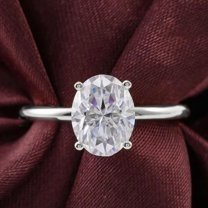 solitaire jewels 2.75CT Oval Moissanite Hidden Halo Engagement Ring For Women, 10K White Gold