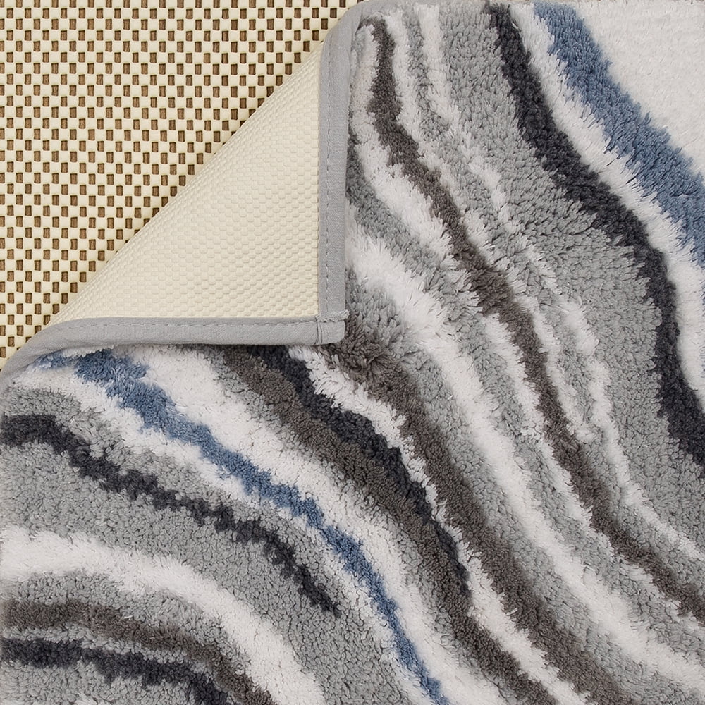 Mohawk Home Serpentine Bath Mat, Blue Fog, 2' 3" x 3' 9"