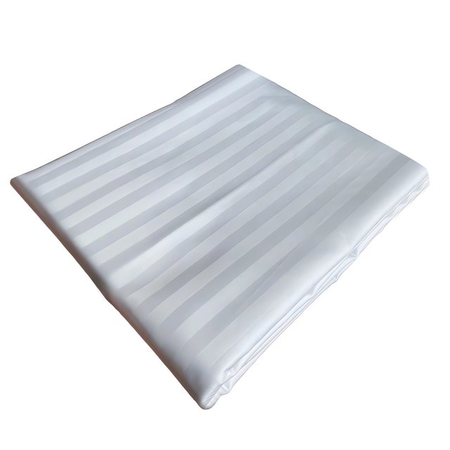 Maplenight Premium Satin Strip Full Size Bed Sheets - Soft, Breathable & Modern Design, Machine Washable White
