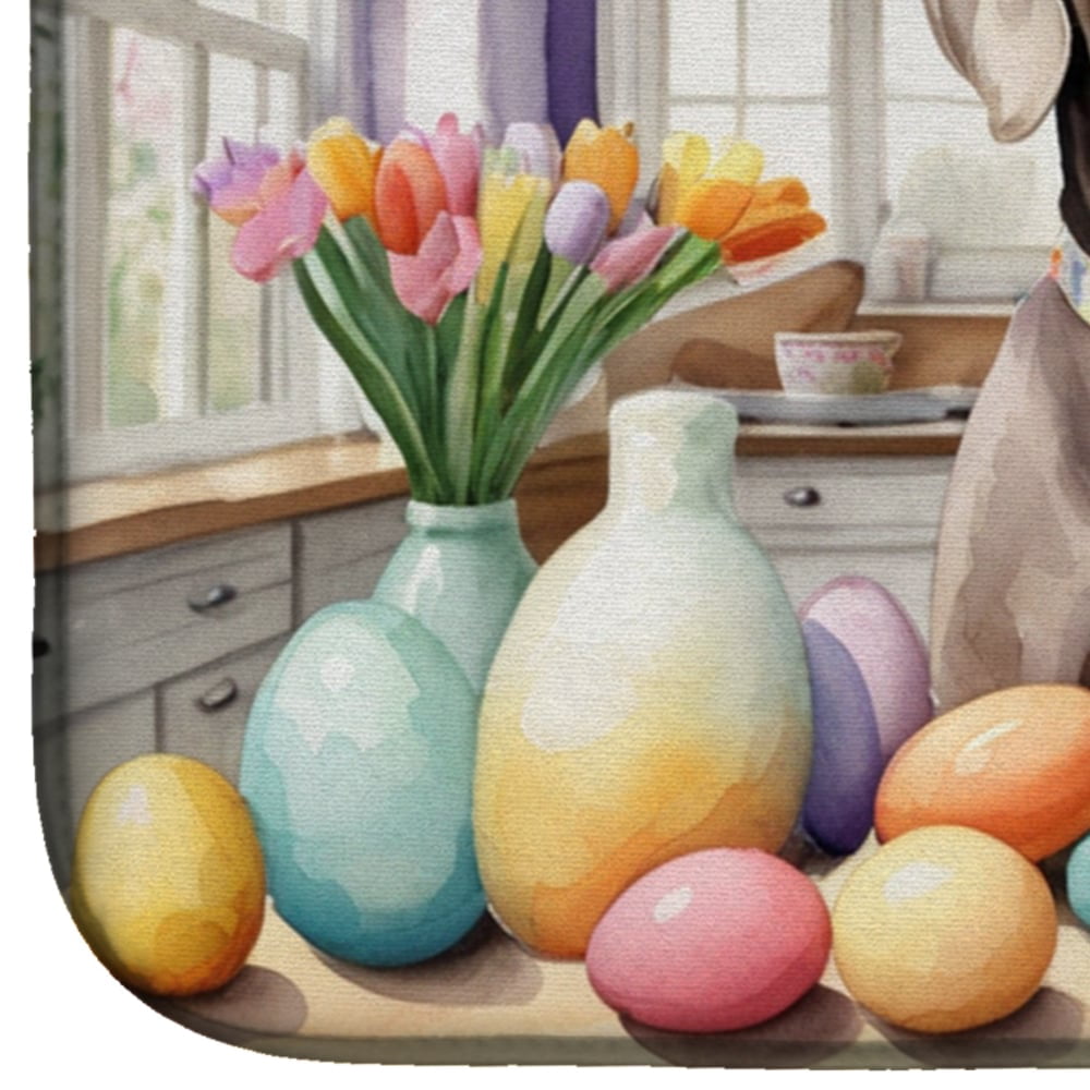 Decorating Easter Yorkshire Terrier Dish Drying Mat