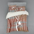 thumbnail image 2 of Forest Duvet Cover Set, Modern Illustration of Bird on Leafless Branch Winter Trees Wildlife Print, Bedding Set with Shams and Fitted Sheet, 3 Sizes, by Ambesonne, 2 of 3