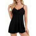 thumbnail image 5 of ValueVibe Lingerie for Women Lace Babydoll V Neck Nightwear Spaghetti Strap Chemise Nighty, Black XL, 5 of 8