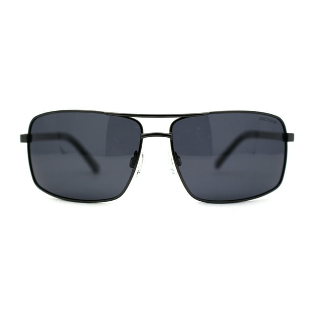 Glare Free Polarized Mens Classic Rectangular Metal Rim Agent Sunglasses Gunmetal Black