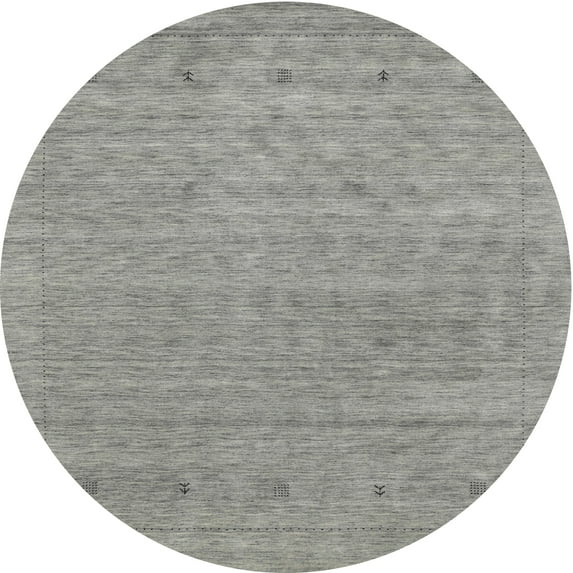 Ahgly Company Machine Washable Indoor Round Contemporary Dark Goldray Area Rugs, 4' Round