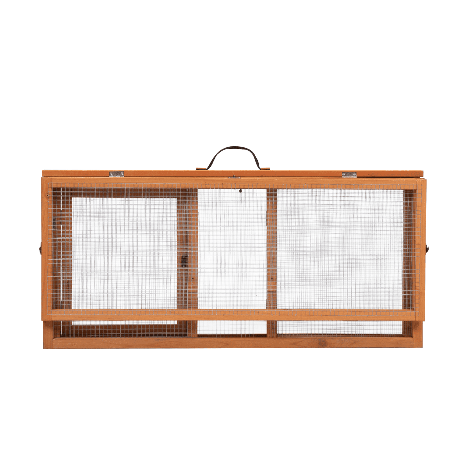 Pefilos 45" Outdoor Bunny Cage Folding Rabbit Hutch, Chicken Coop with Run, Wooden Poultry Hutch, Orange
